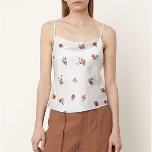 NWT VINCE- Silk Ikat Floral Draped Camisole Career Work White